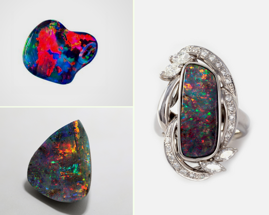Thundercloud behind a rainbow: black opal
