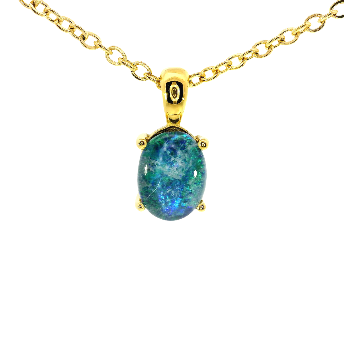 Triplet Opal Pendant set in Stainless Steel Gold Plated