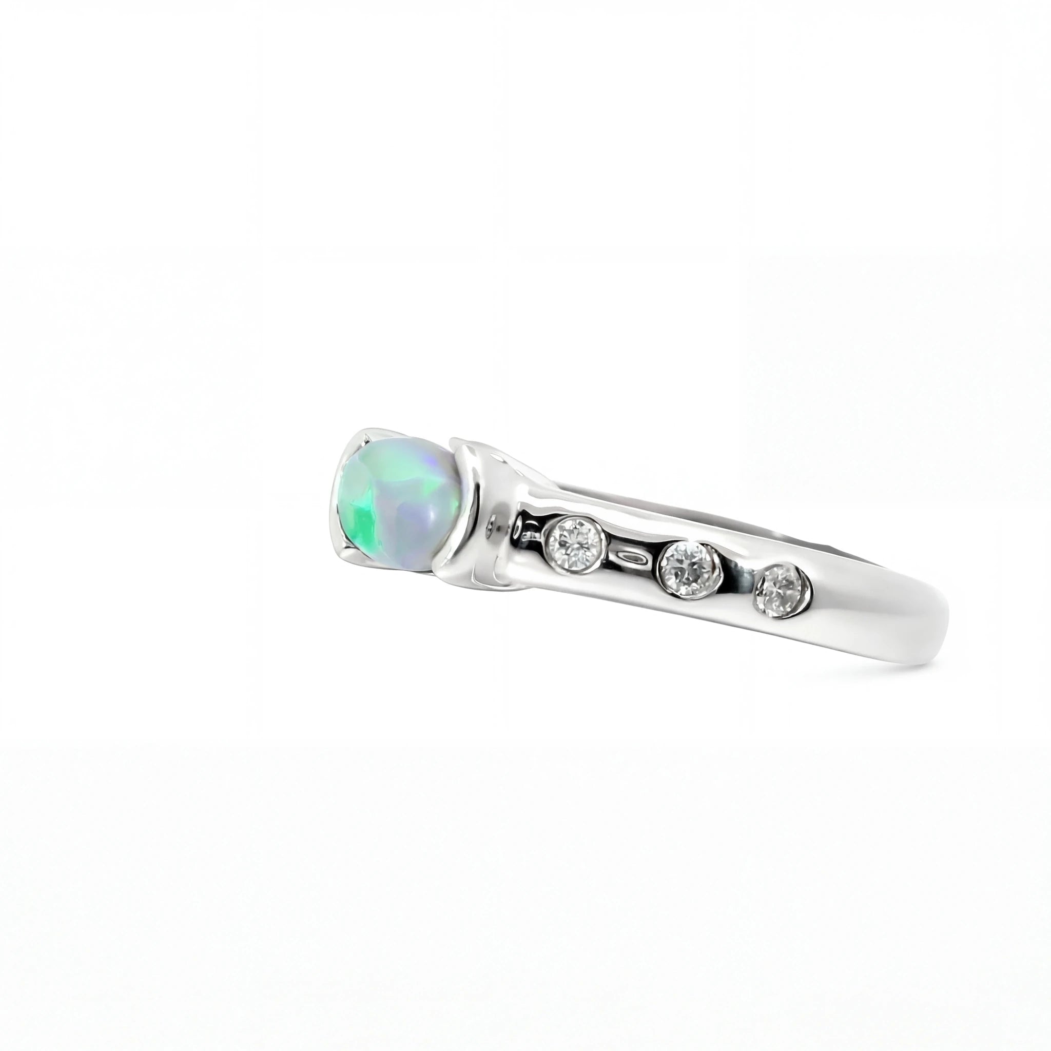 Dark Opal Ring In 925 Sterling Silver - Green and Blue - Australian Opal Cutters and Pearl Divers