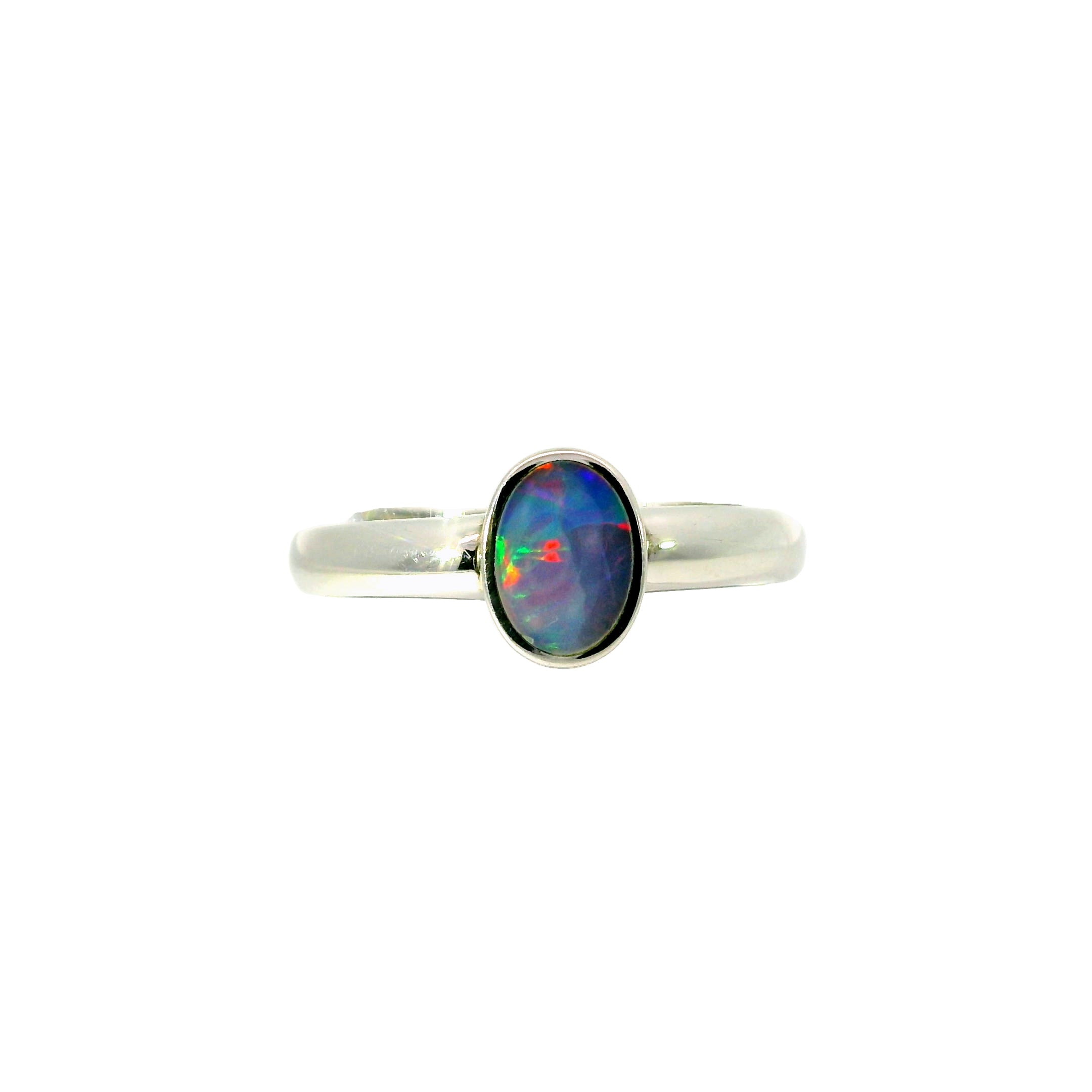 Doublet Opal Ring in 925 Sterling Silver - Multicolour