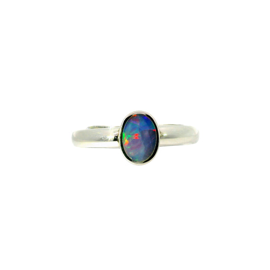 Doublet Opal Ring in 925 Sterling Silver - Multicolour