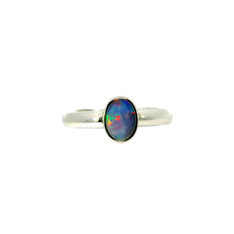 Doublet Opal Ring in 925 Sterling Silver - Multicolour Doublet Opal Ring in 925 Sterling Silver - Multicolour