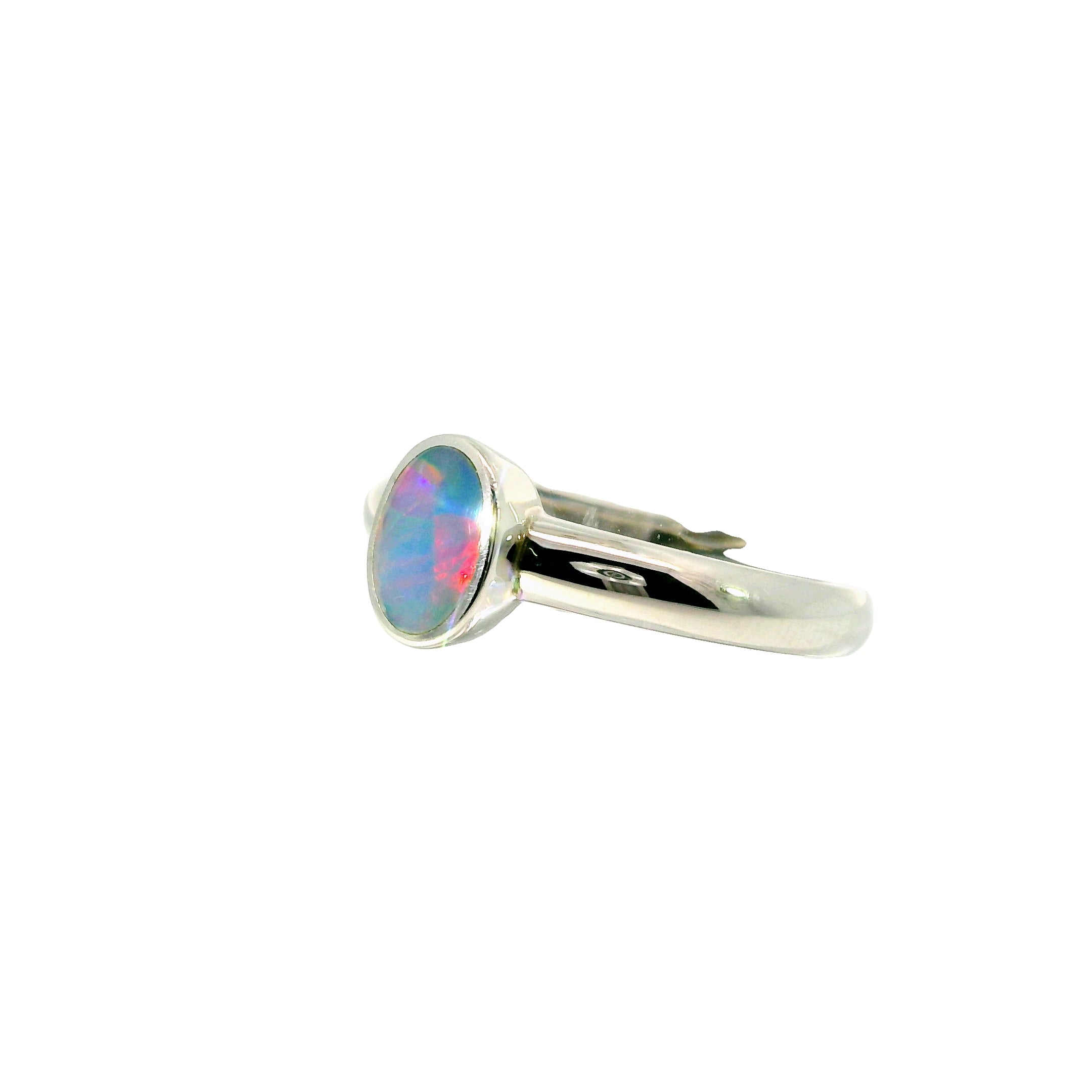 Doublet Opal Ring in 925 Sterling Silver - Multicolour
