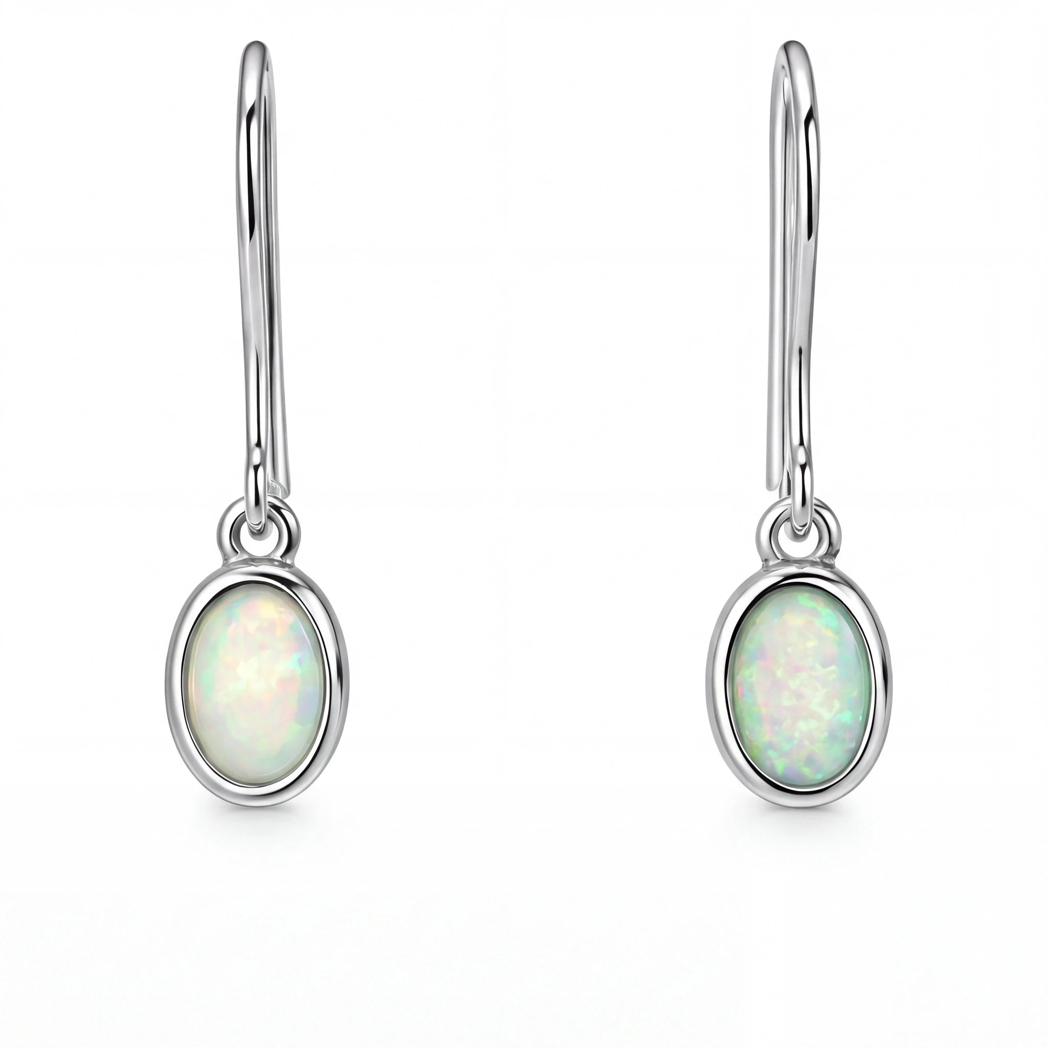 Light Opal Earrings In 925 Sterling Silver - Green-Blue - Australian Opal Cutters and Pearl Divers