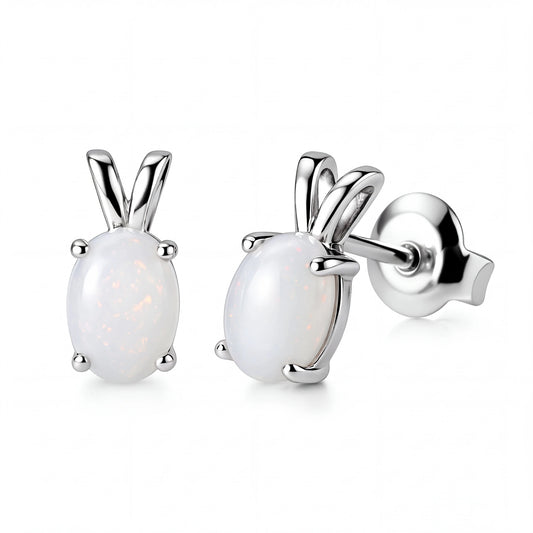 Light Opal Earrings In 925 Sterling Silver - Multicolour - Australian Opal Cutters and Pearl Divers