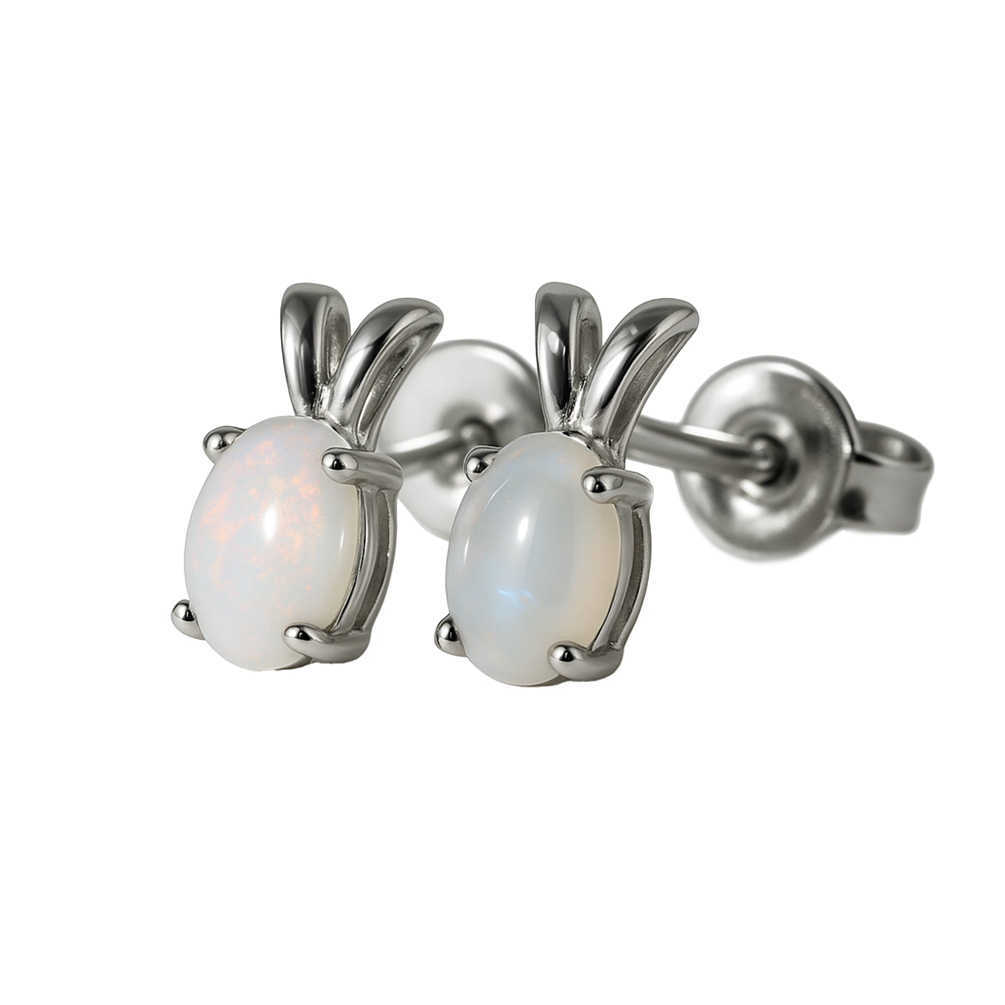 Light Opal Earrings in 925 Sterling Silver - Multicolour