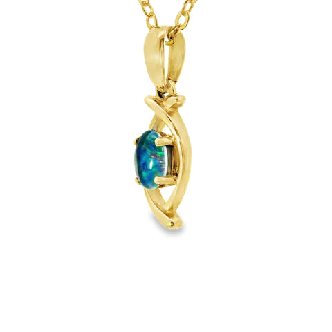 Triplet Opal Pendant in 9K Yellow Gold - Multicolour Triplet Opal Pendant in 9K Yellow Gold - Multicolour