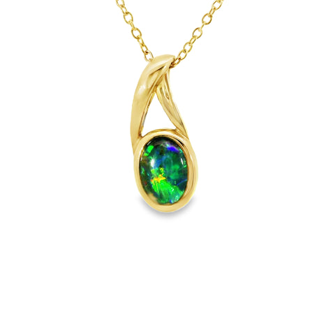 Triplet Opal Pendant in 9K Yellow Gold - Multicolour Triplet Opal Pendant in 9K Yellow Gold - Multicolour