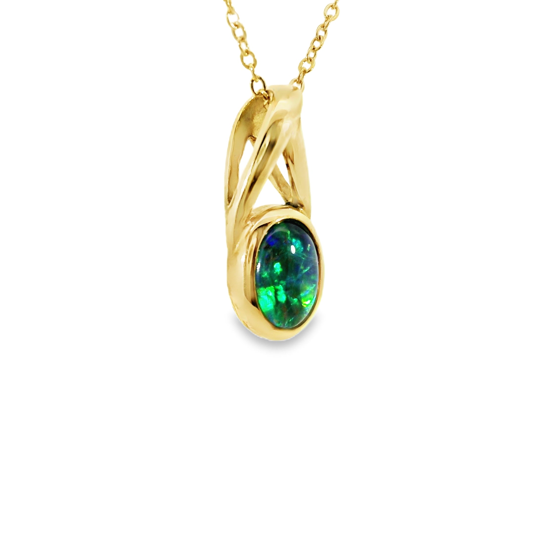 Triplet Opal Pendant in 9K Yellow Gold - Multicolour