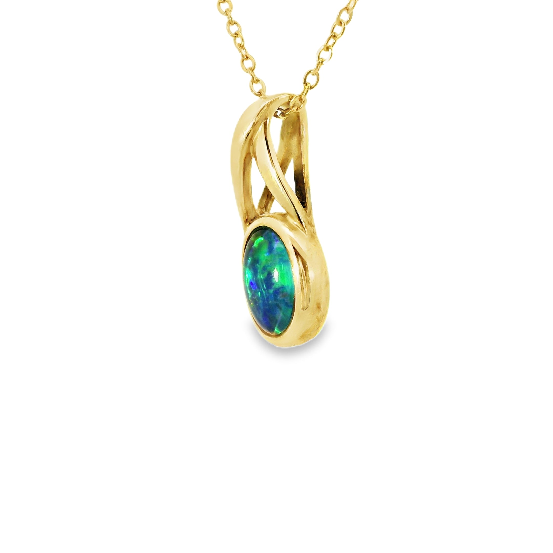 Triplet Opal Pendant in 9K Yellow Gold - Multicolour