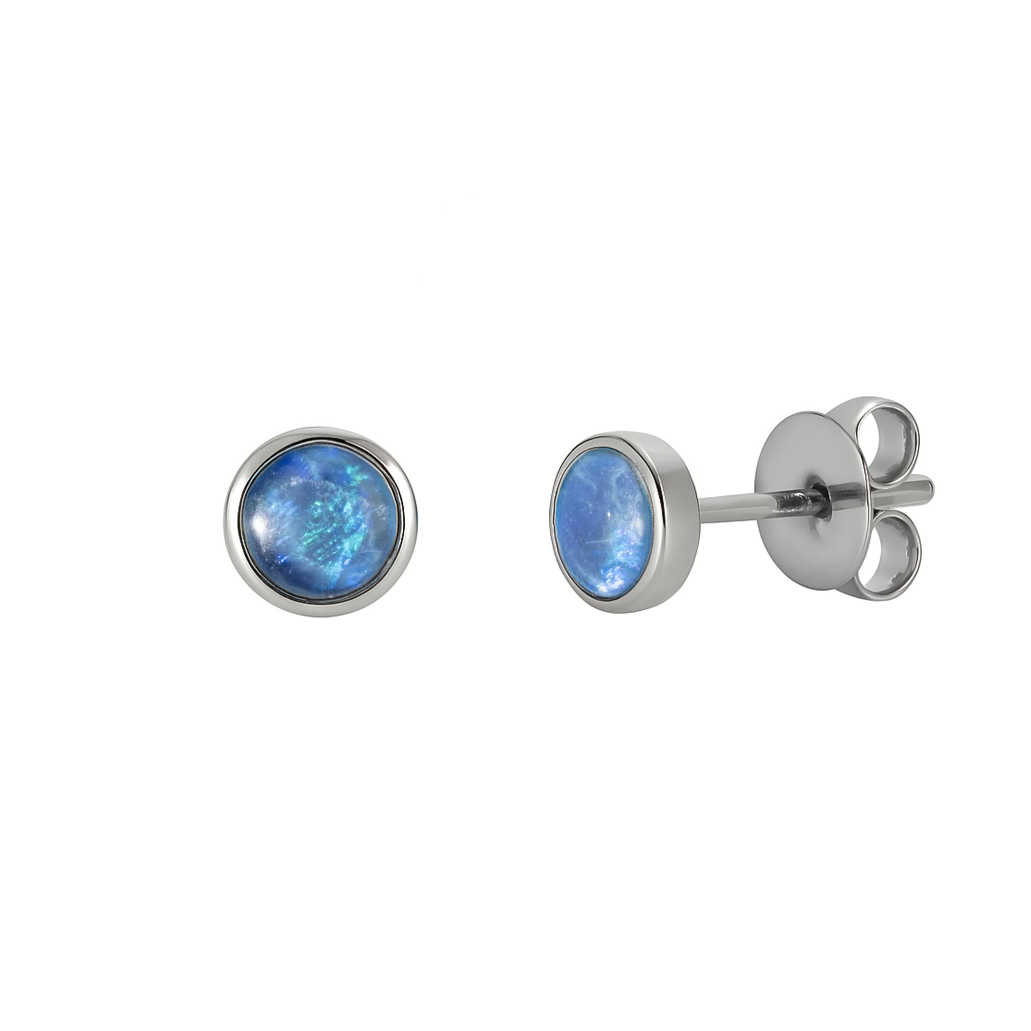 Triplet Opal Earrings in 925 Sterling Silver - Green-Blue