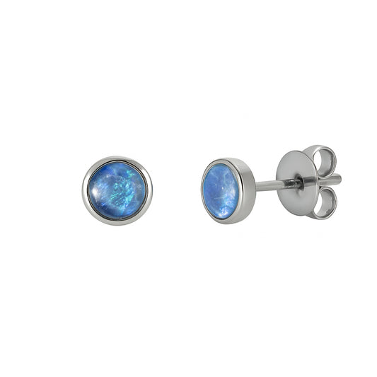 Triplet Opal Earrings in 925 Sterling Silver - Green-Blue