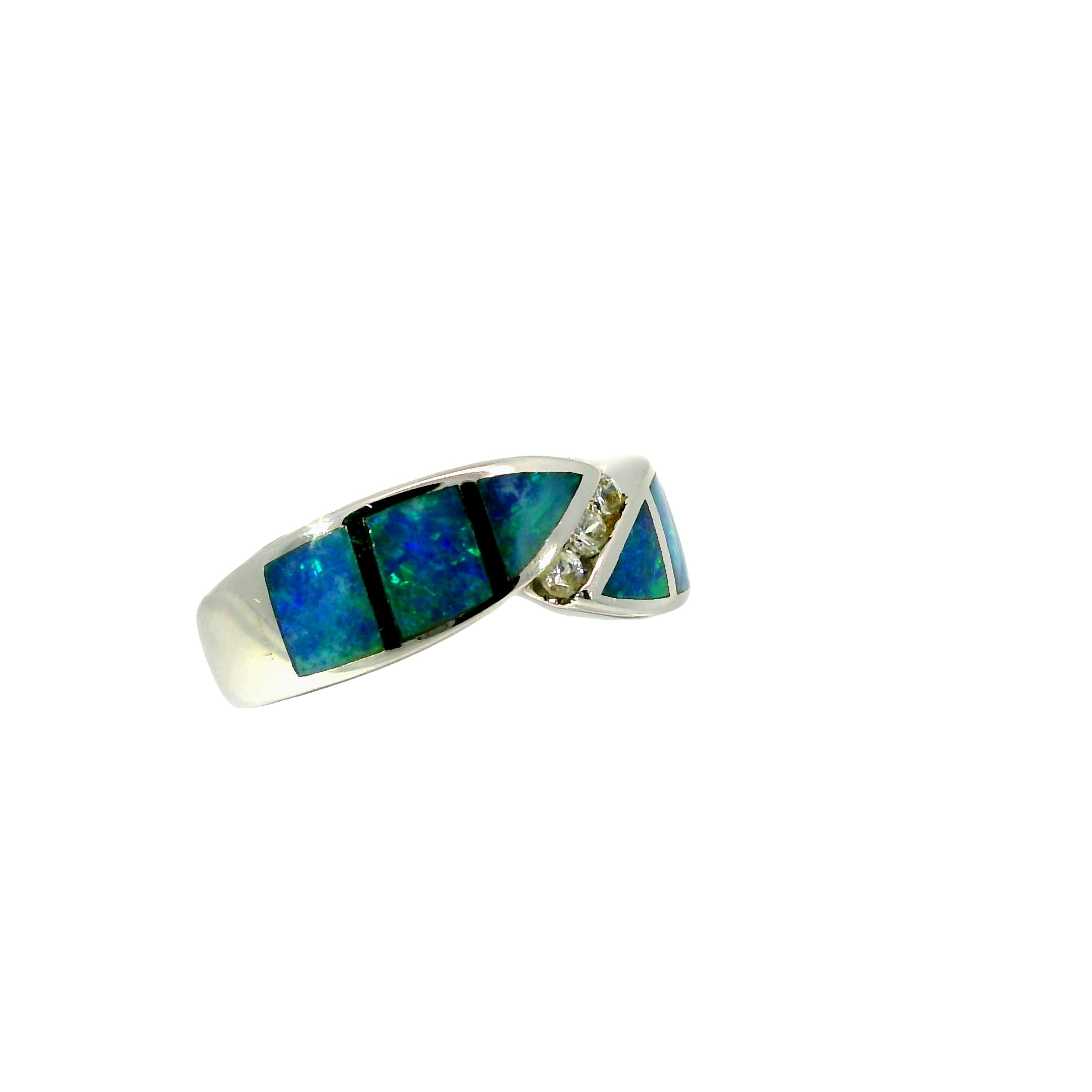 Light Opal Ring in 925 Sterling Silver - Multicolour