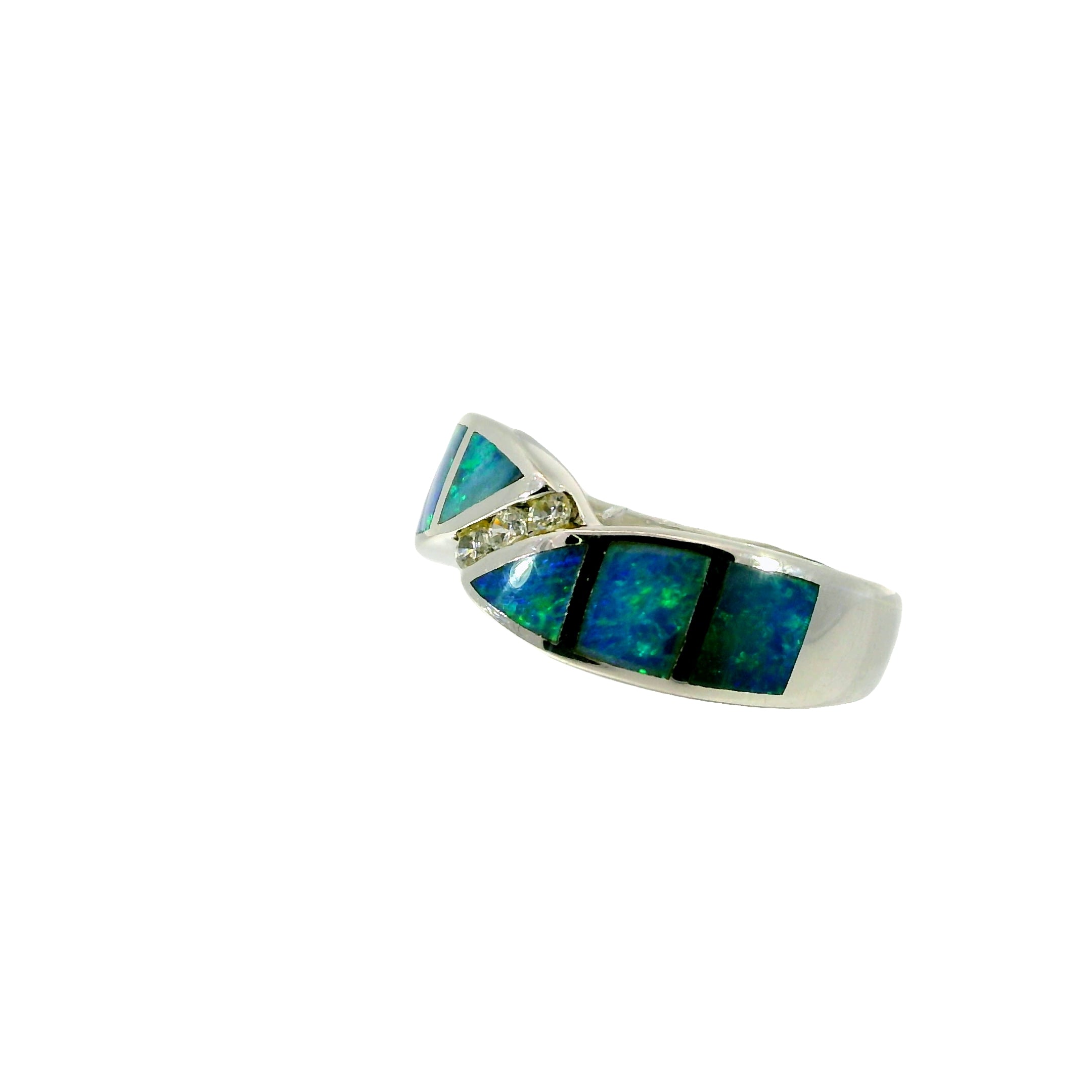 Light Opal Ring in 925 Sterling Silver - Multicolour
