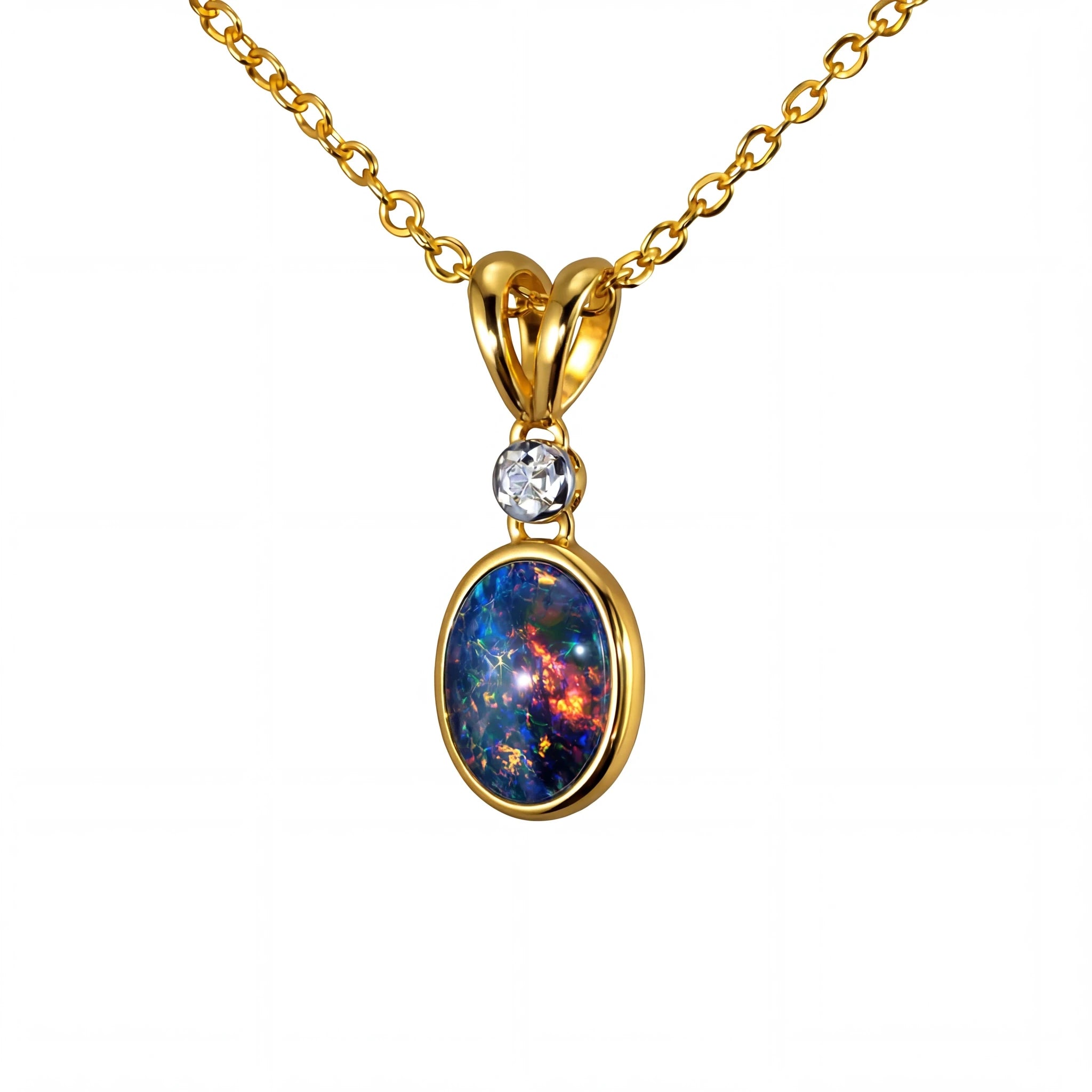 Triplet Opal Pendant in 9K Yellow Gold - Multicolour - Australian Opal Cutters and Pearl Divers