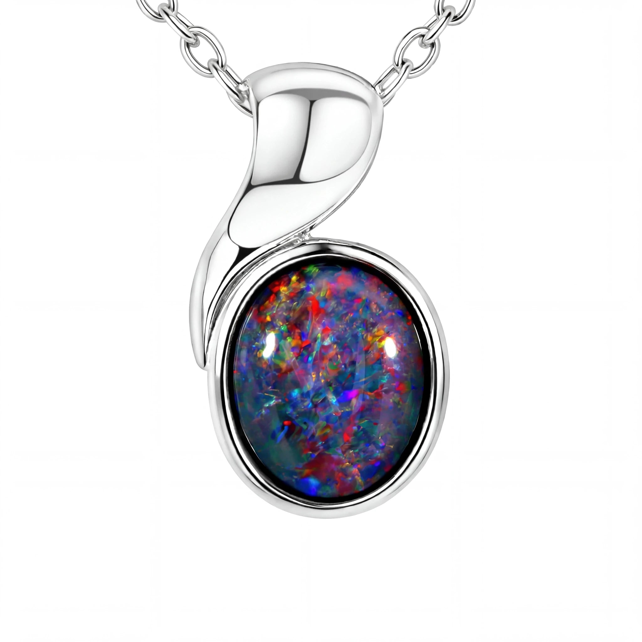 Triplet Opal Pendant in 925 Sterling Silver - Multicolour - Australian Opal Cutters and Pearl Divers