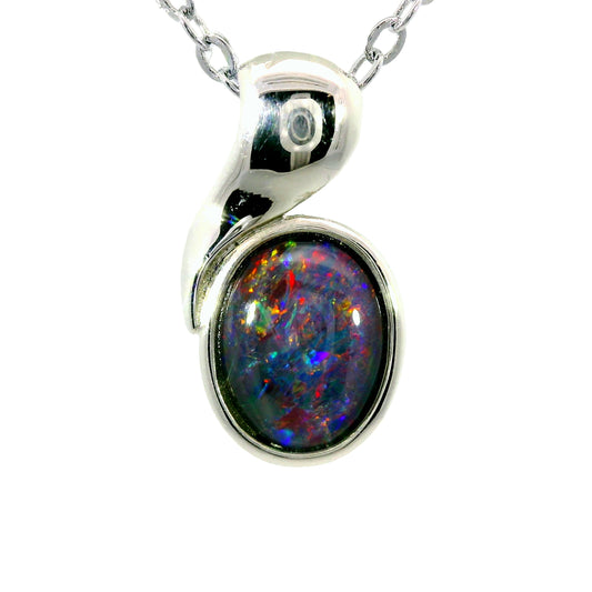 Triplet Opal Pendant in 925 Sterling Silver - Multicolour