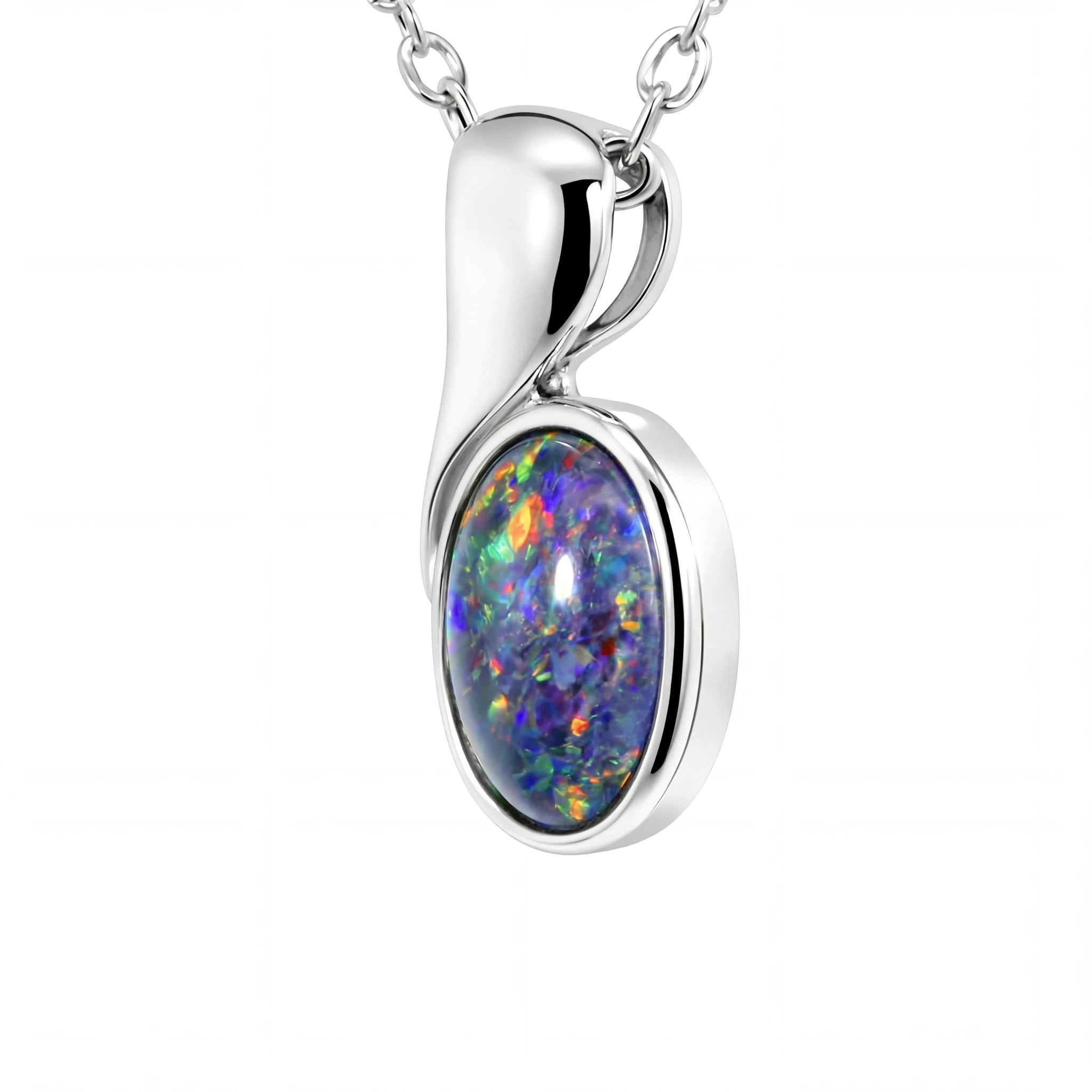 Triplet Opal Pendant in 925 Sterling Silver - Multicolour - Australian Opal Cutters and Pearl Divers