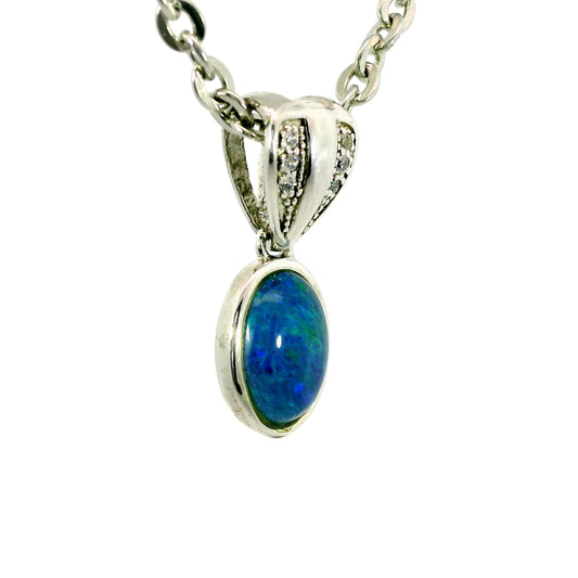 Triplet Opal Pendant in 925 Sterling Silver - Green-Blue