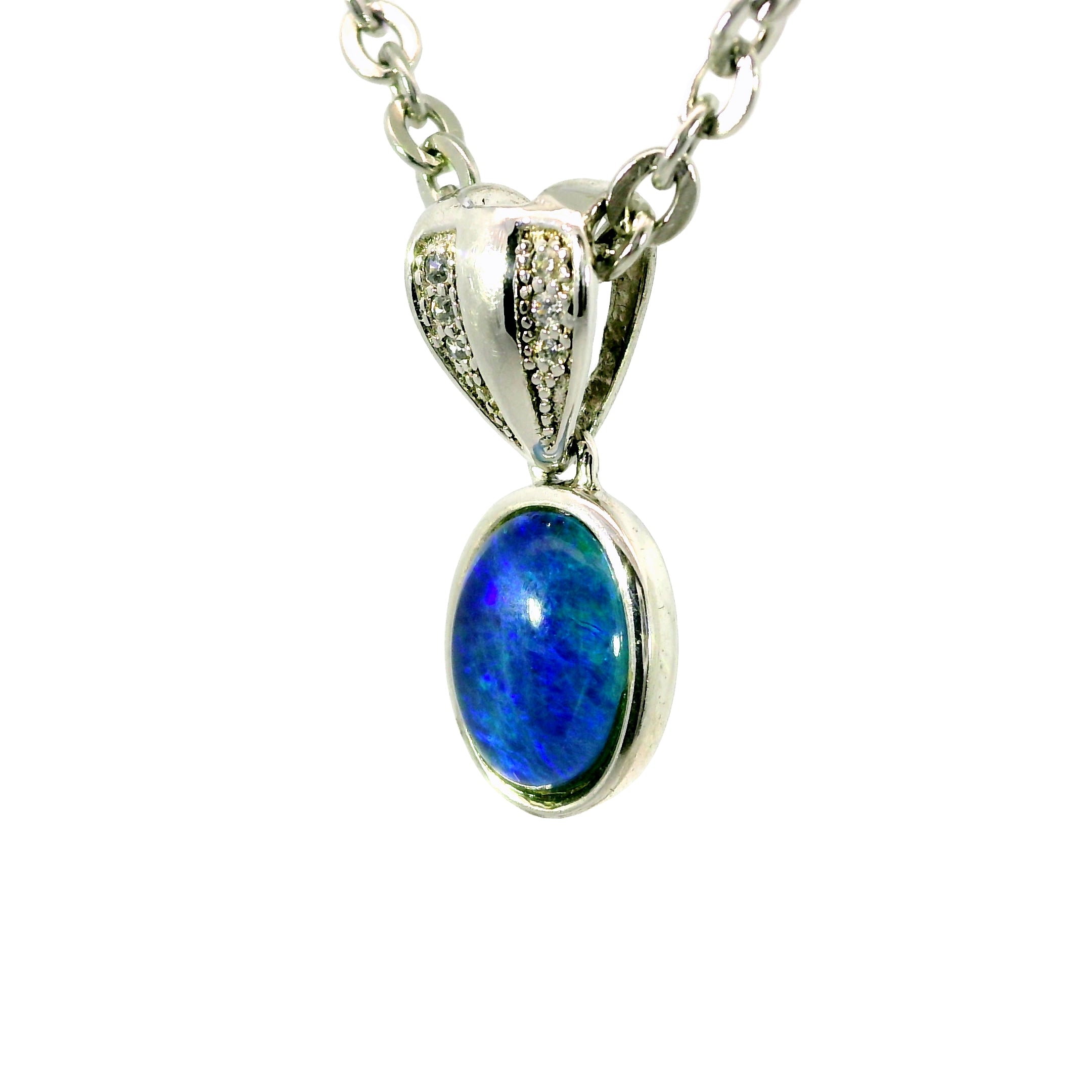 Triplet Opal Pendant in 925 Sterling Silver - Green-Blue