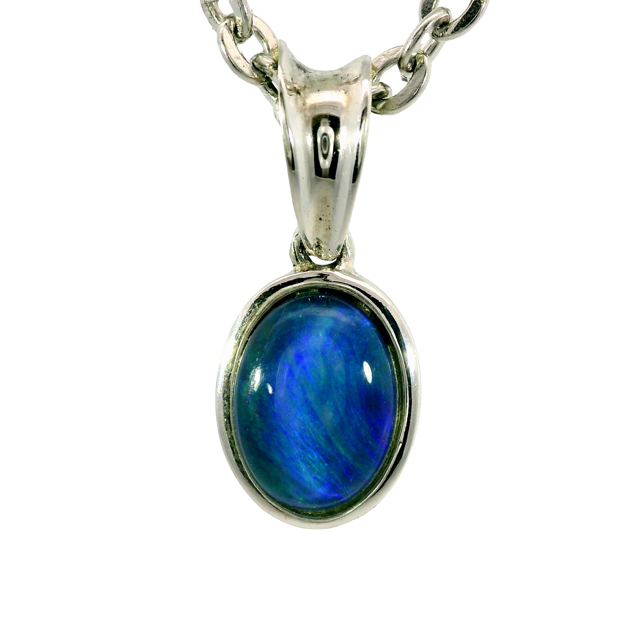 Triplet Opal Pendant in 925 Sterling Silver - Green-Blue