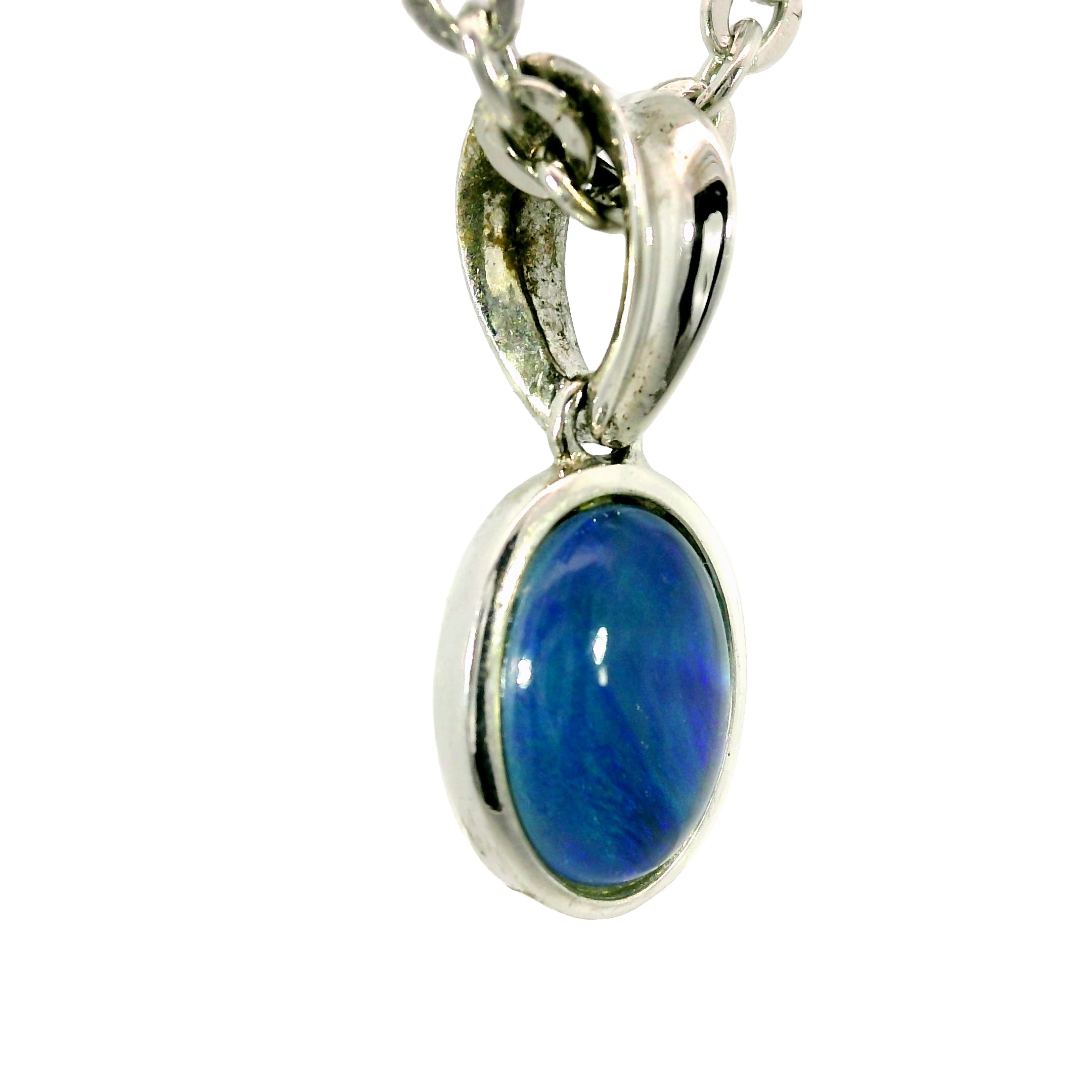 Triplet Opal Pendant in 925 Sterling Silver - Green-Blue