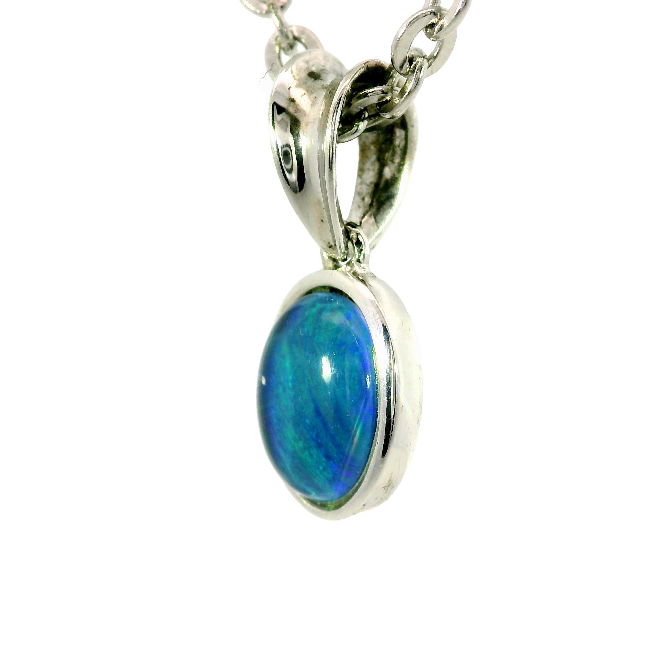 Triplet Opal Pendant in 925 Sterling Silver - Green-Blue