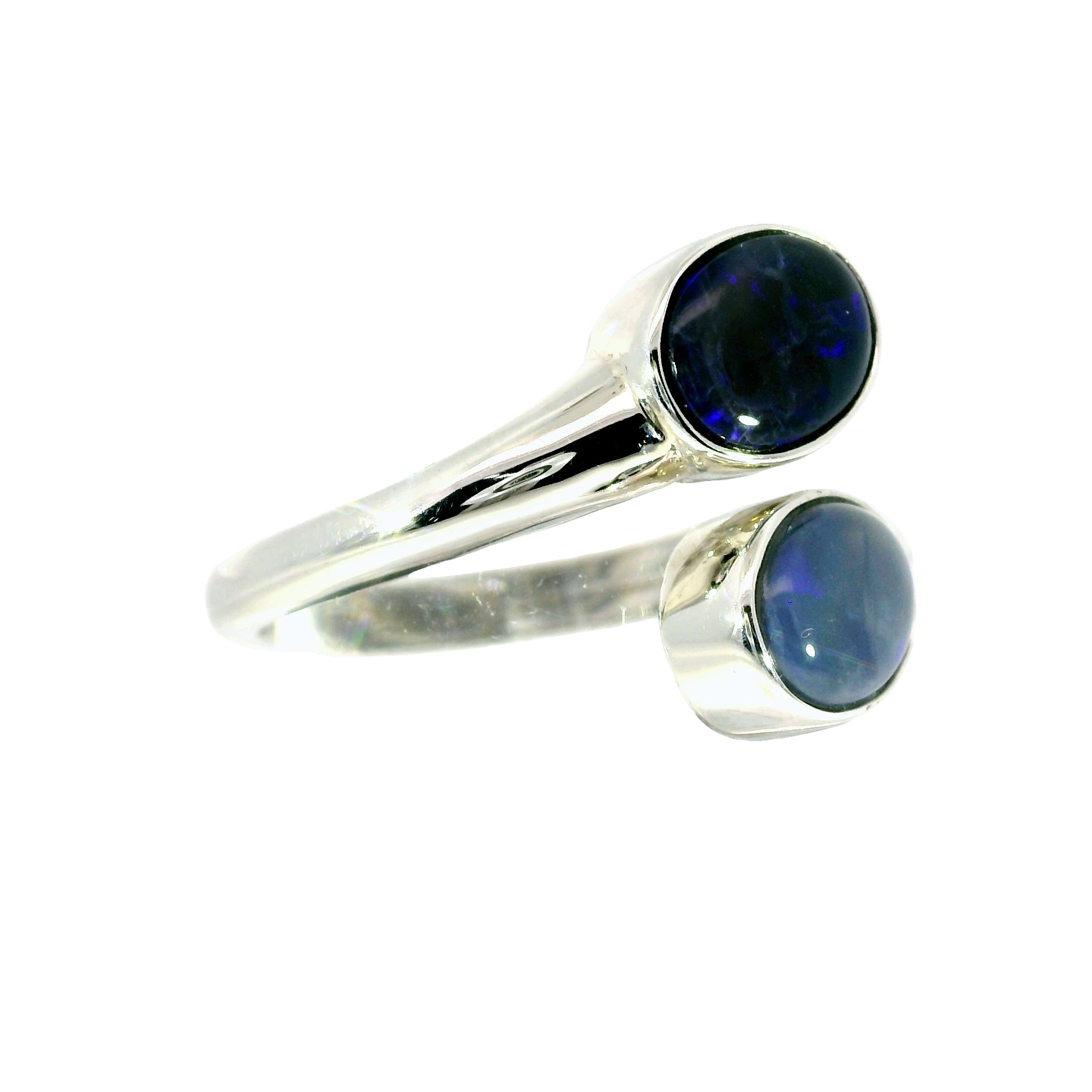 Black Opal Ring in 925 Sterling Silver - Green-Blue