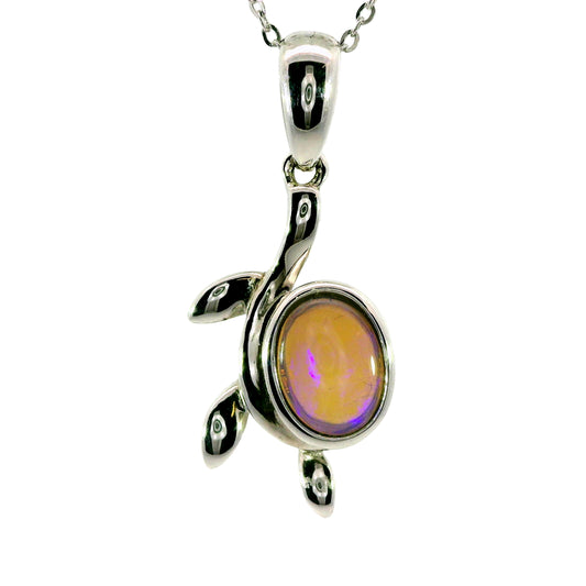 Black Opal Pendant in 925 Sterling Silver - Multicolour