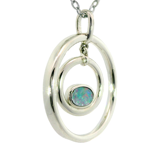 Doublet Opal Pendant in 925 Sterling Silver - Multicolour