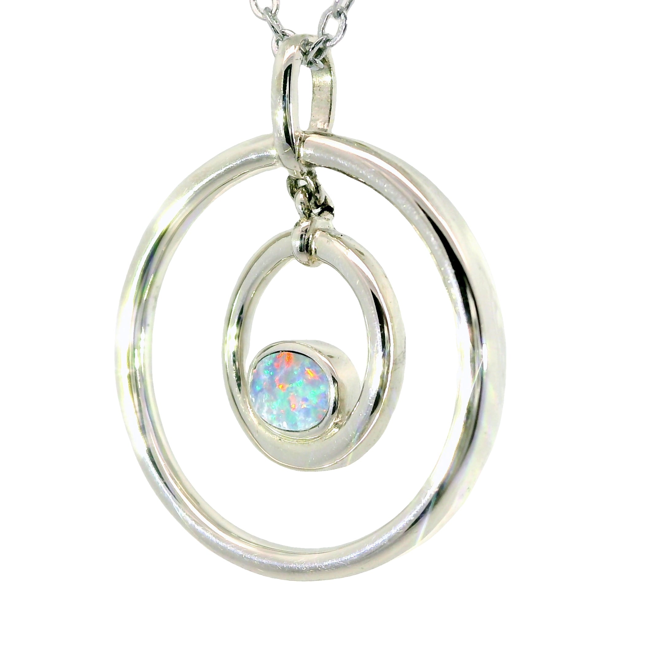 Doublet Opal Pendant in 925 Sterling Silver - Multicolour
