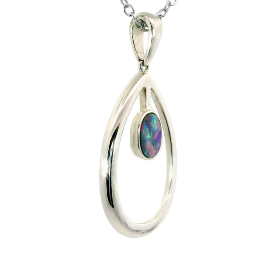 Doublet Opal Pendant in 925 Sterling Silver - Multicolour