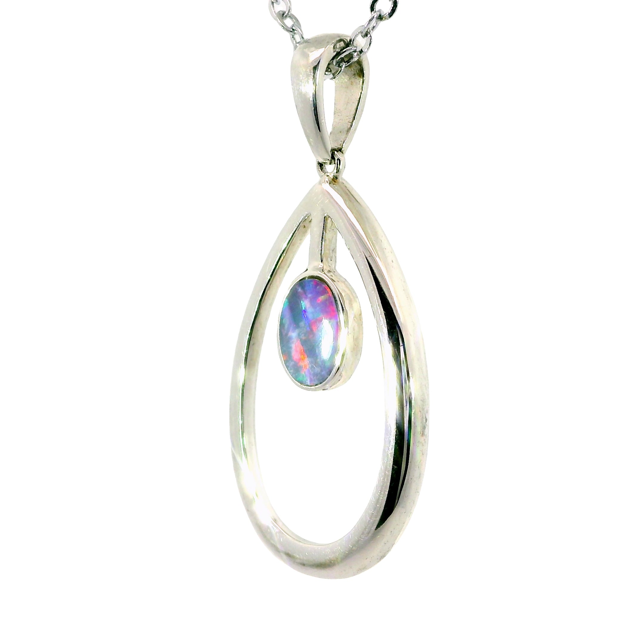 Doublet Opal Pendant in 925 Sterling Silver - Multicolour