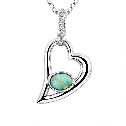 Doublet Opal Pendant in 925 Sterling Silver - Multicolour - Australian Opal Cutters and Pearl Divers