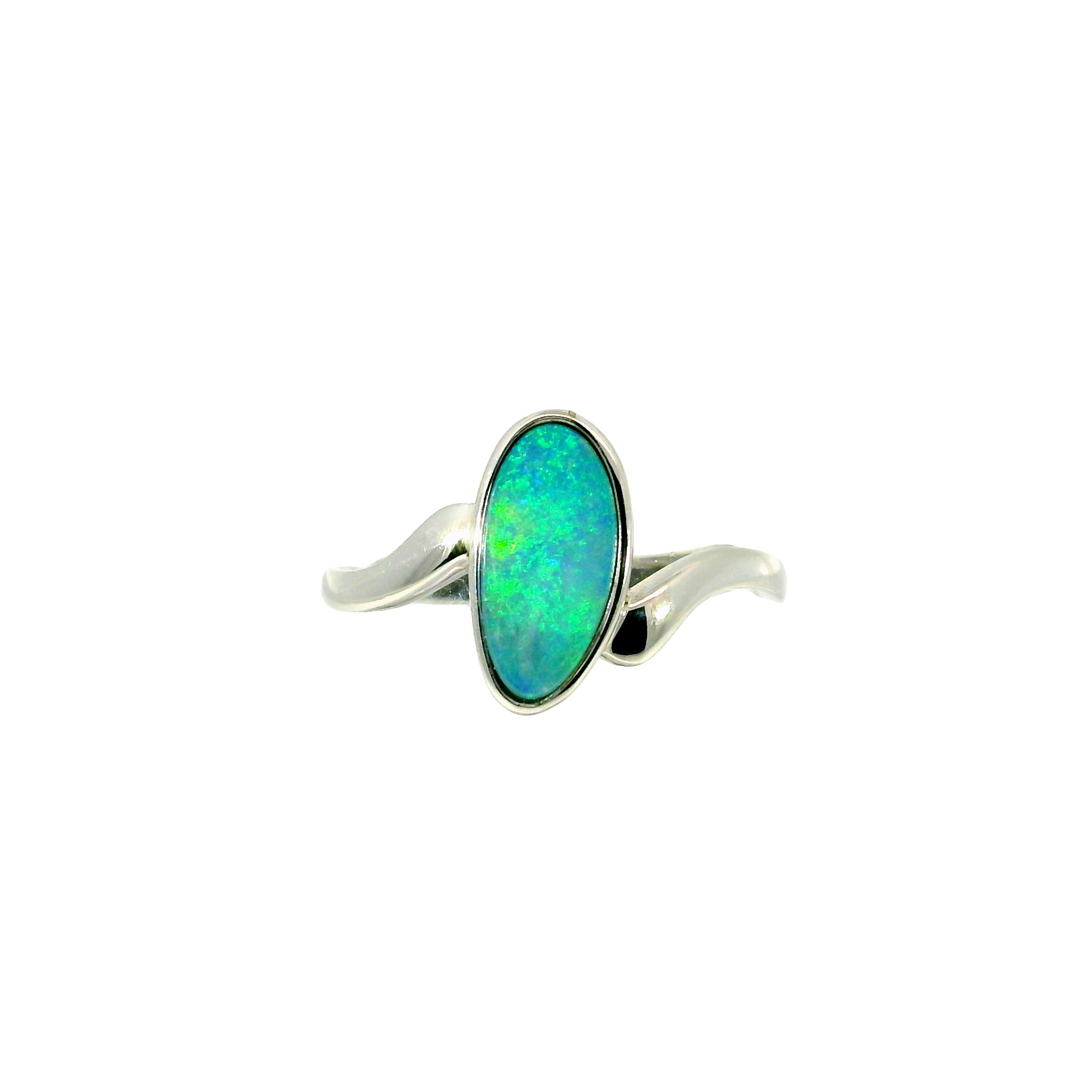 Doublet Opal Ring in 925 Sterling Silver - Multicolour