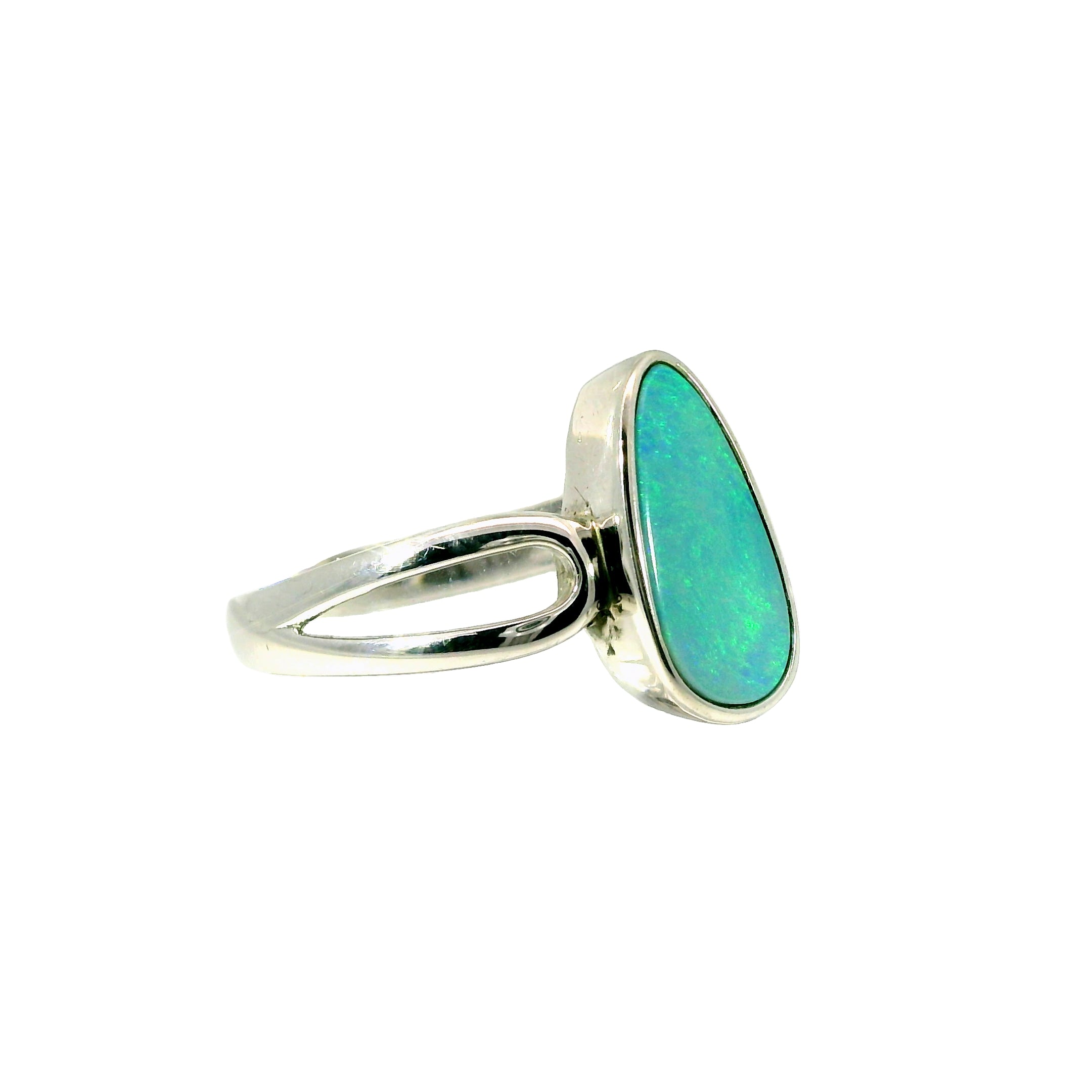 Doublet Opal Ring in 925 Sterling Silver - Multicolour