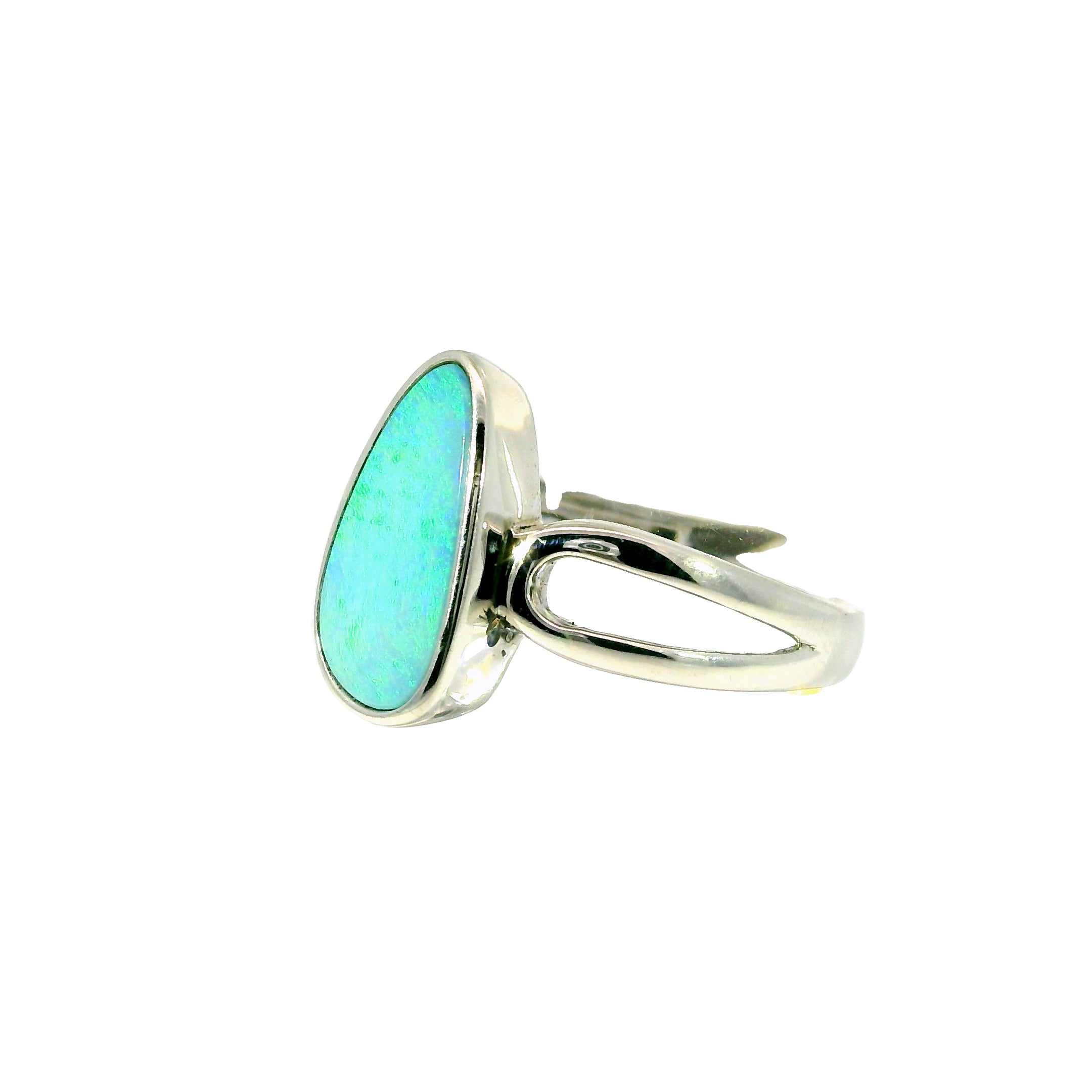 Doublet Opal Ring in 925 Sterling Silver - Multicolour