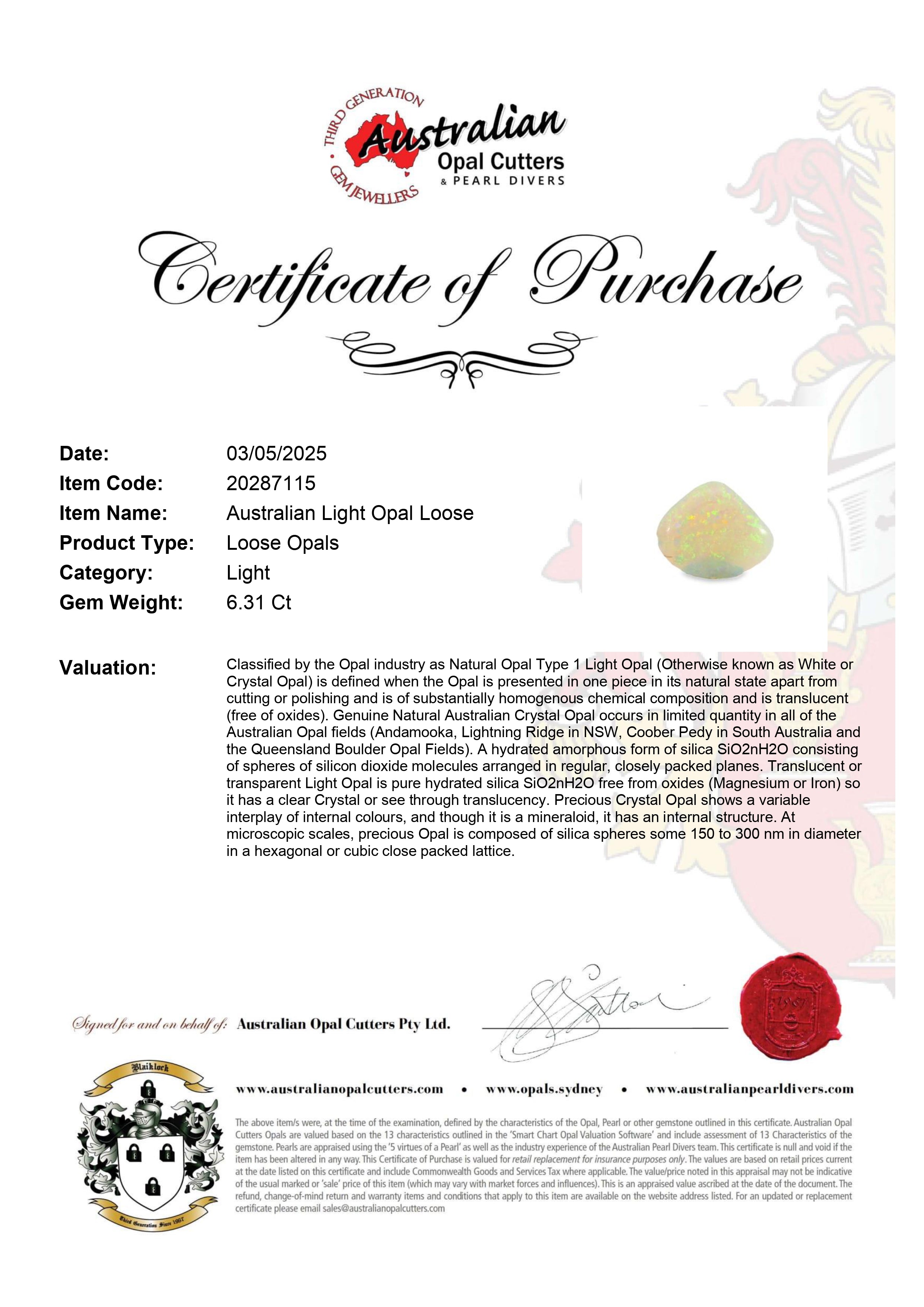 Australian Light Opal Loose