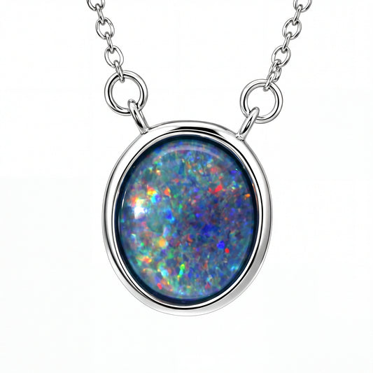 Triplet Opal Pendant in Stainless Steel - Multicolour