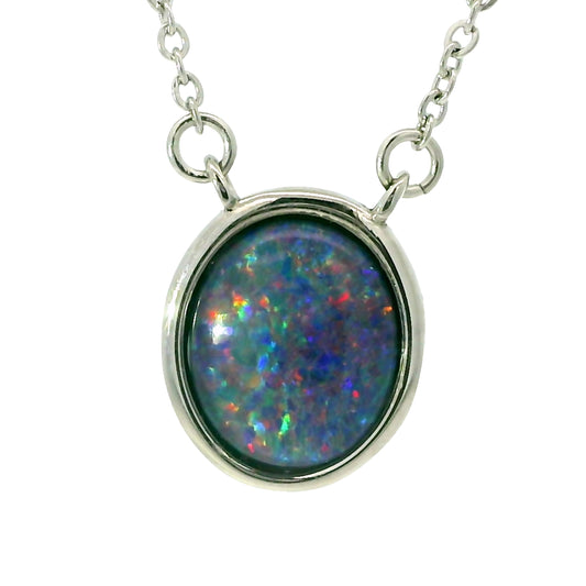 Triplet Opal Pendant in Stainless Steel - Multicolour