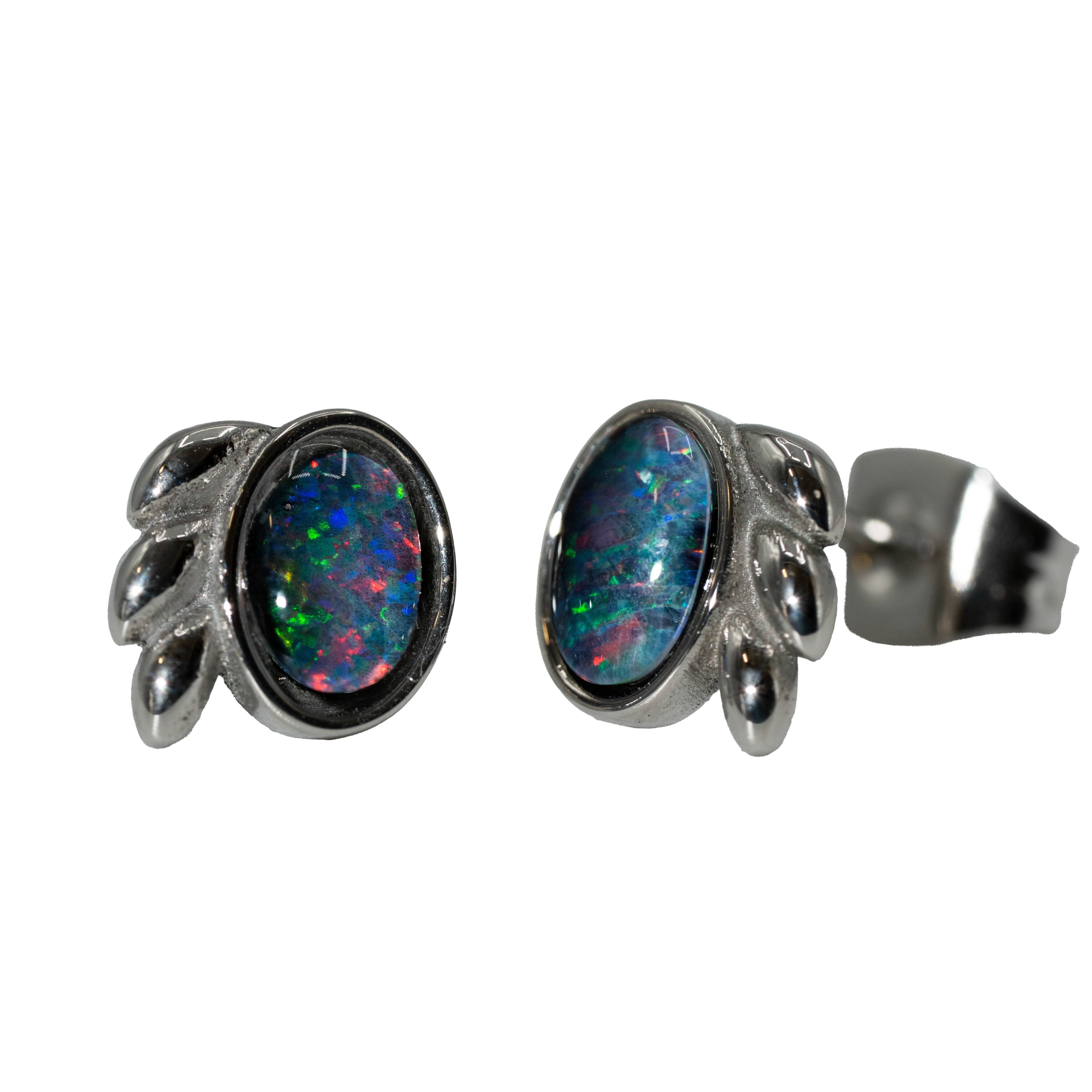 Triplet Opal Earrings in Stainless Steel - Multicolour