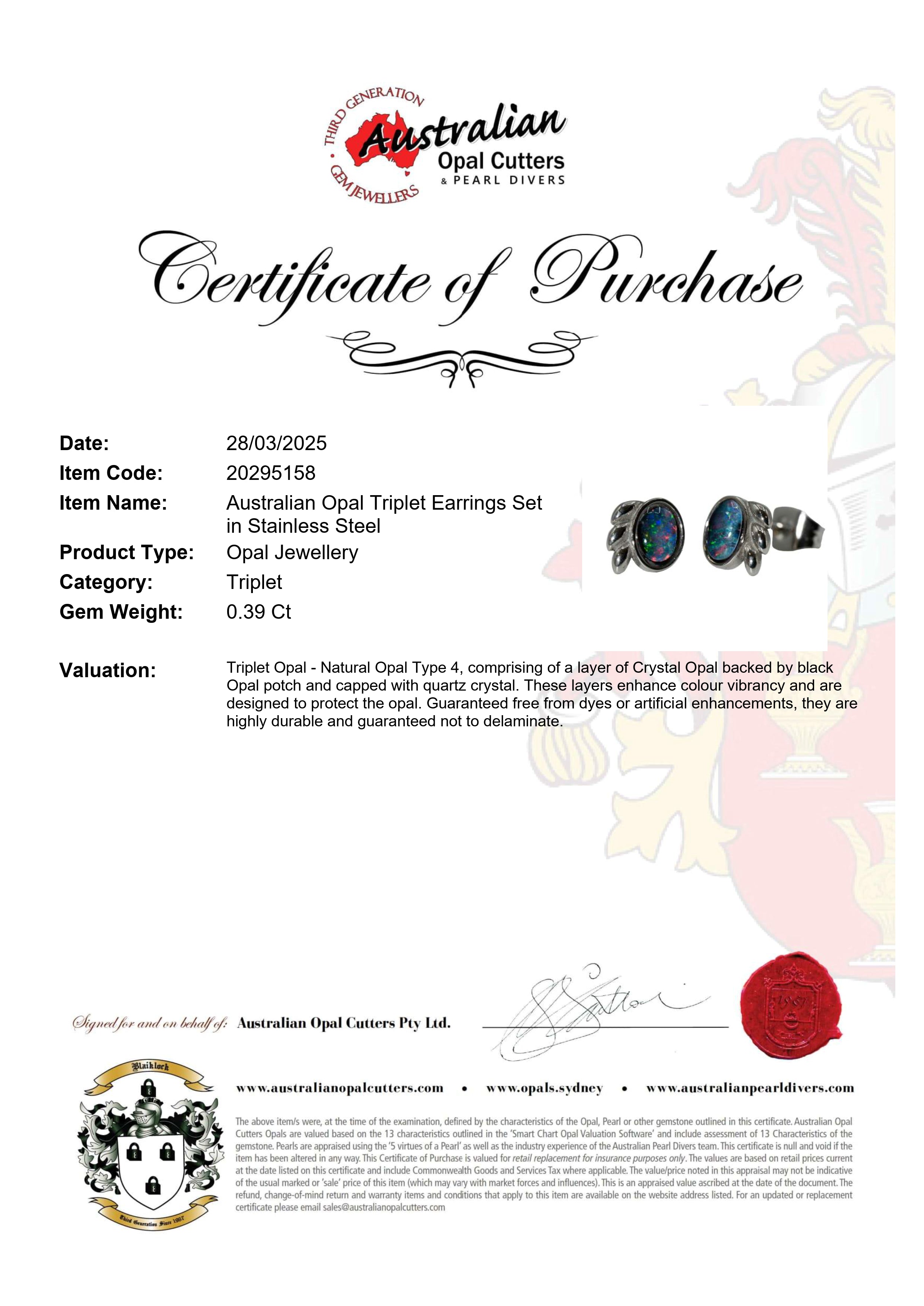 Triplet Opal Earrings in Stainless Steel - Multicolour