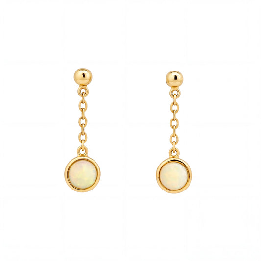 Light Opal Earrings in 14K Yellow Gold - Multicolour - Australian Opal Cutters and Pearl Divers