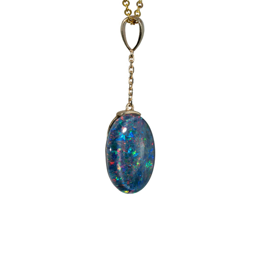 Triplet Opal Pendant in 10K Yellow Gold - Multicolour