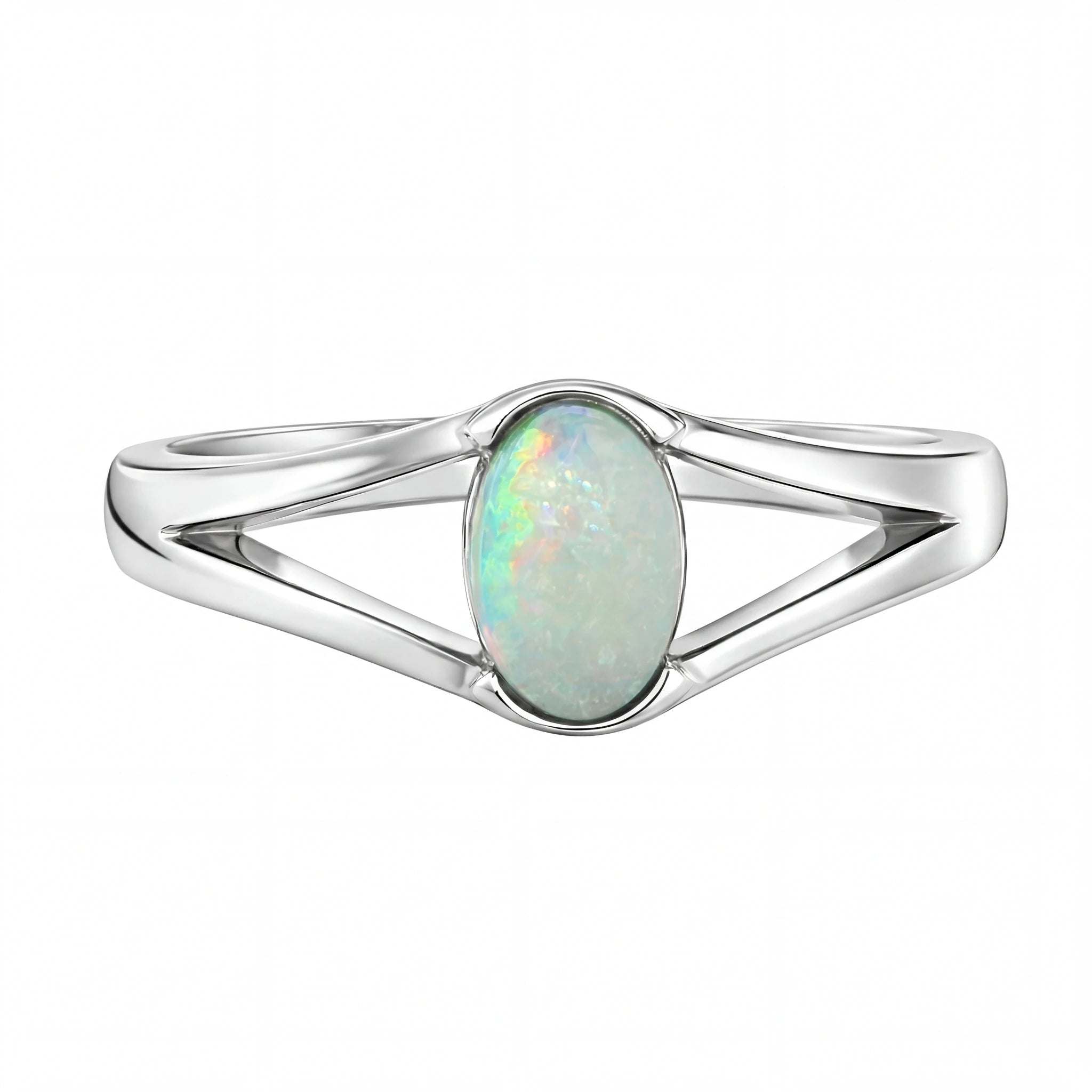 Light Opal Ring in Stainless Steel - Multicolour - Australian Opal Cutters and Pearl Divers