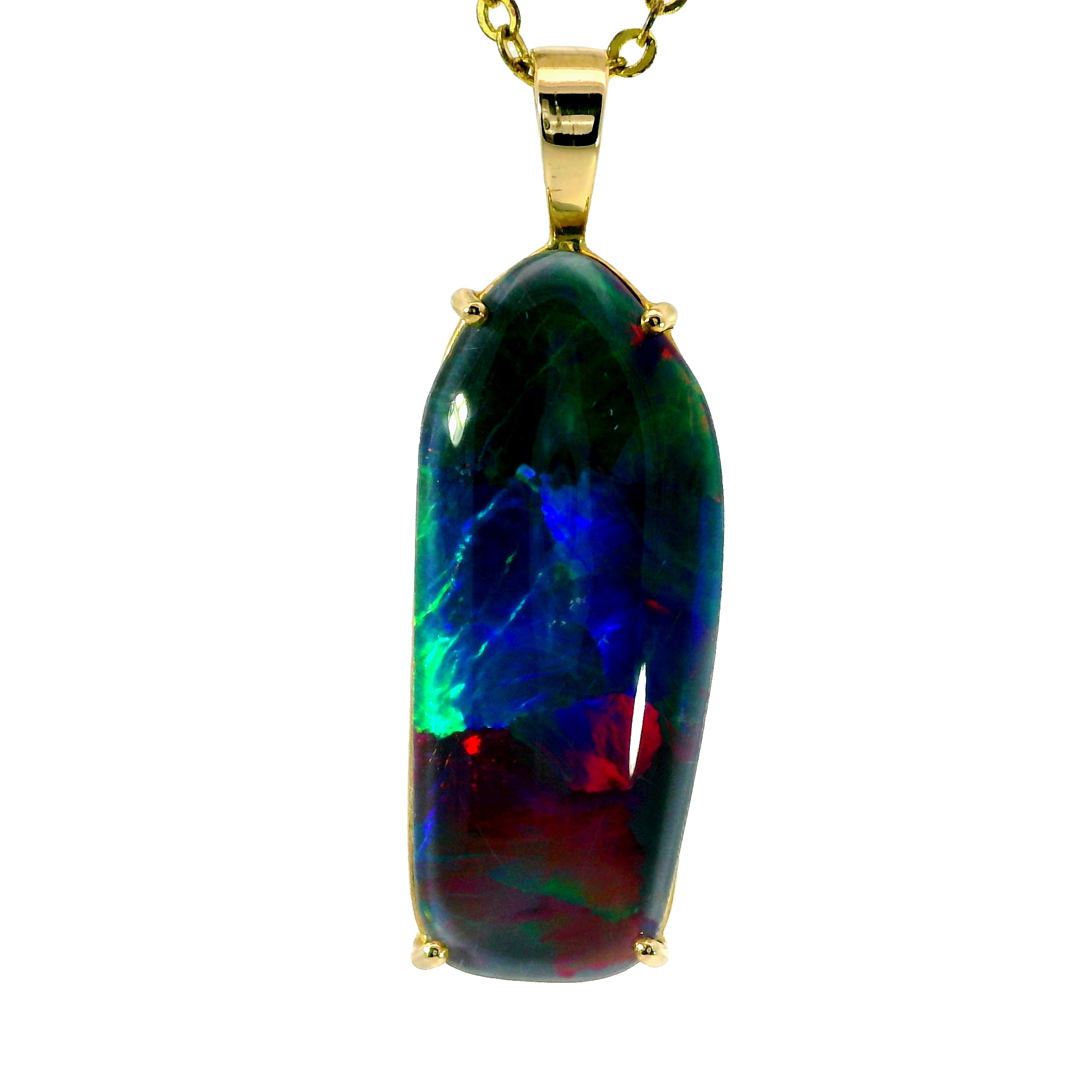 Triplet Opal Pendant in 14K Yellow Gold - Multicolour