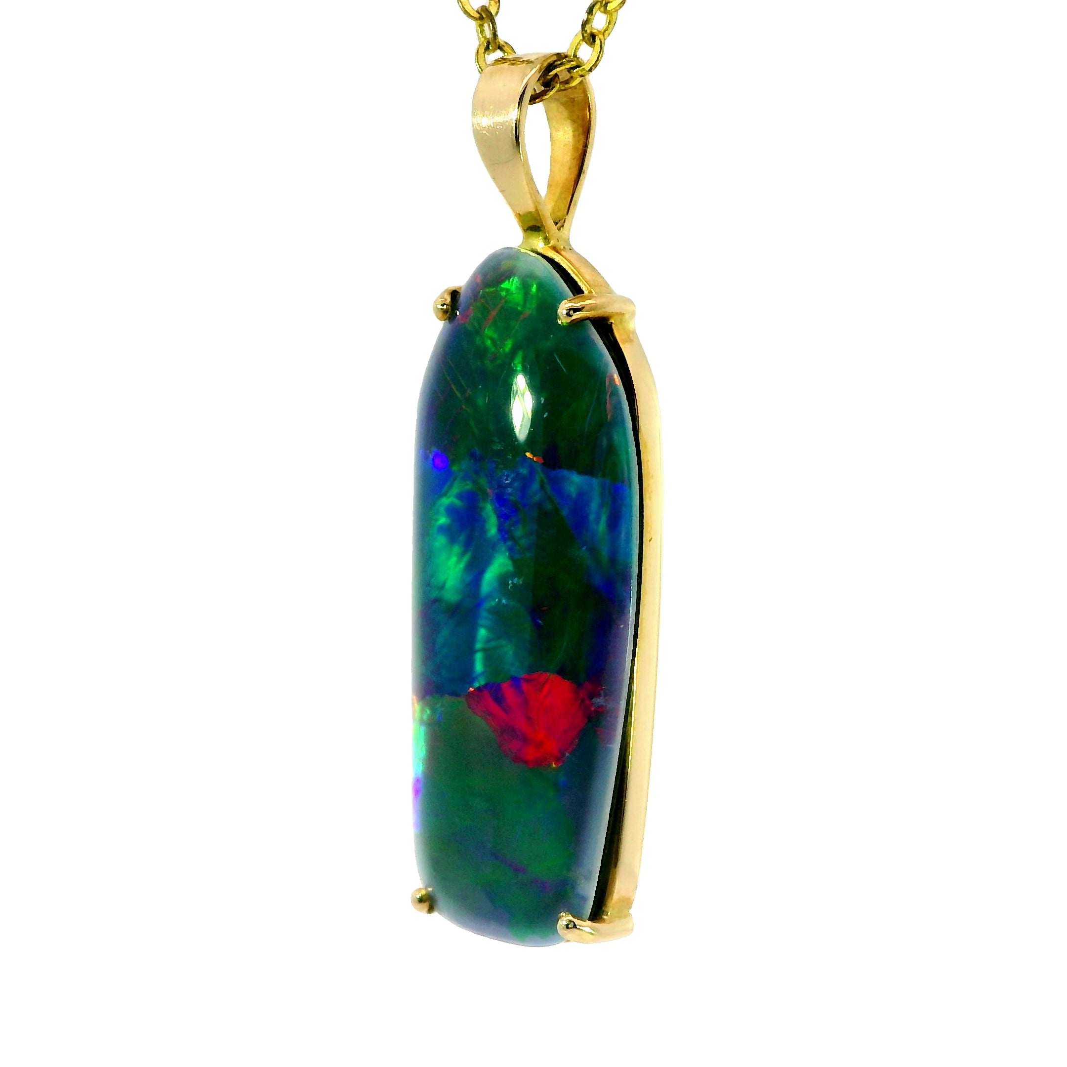 Triplet Opal Pendant in 14K Yellow Gold - Multicolour