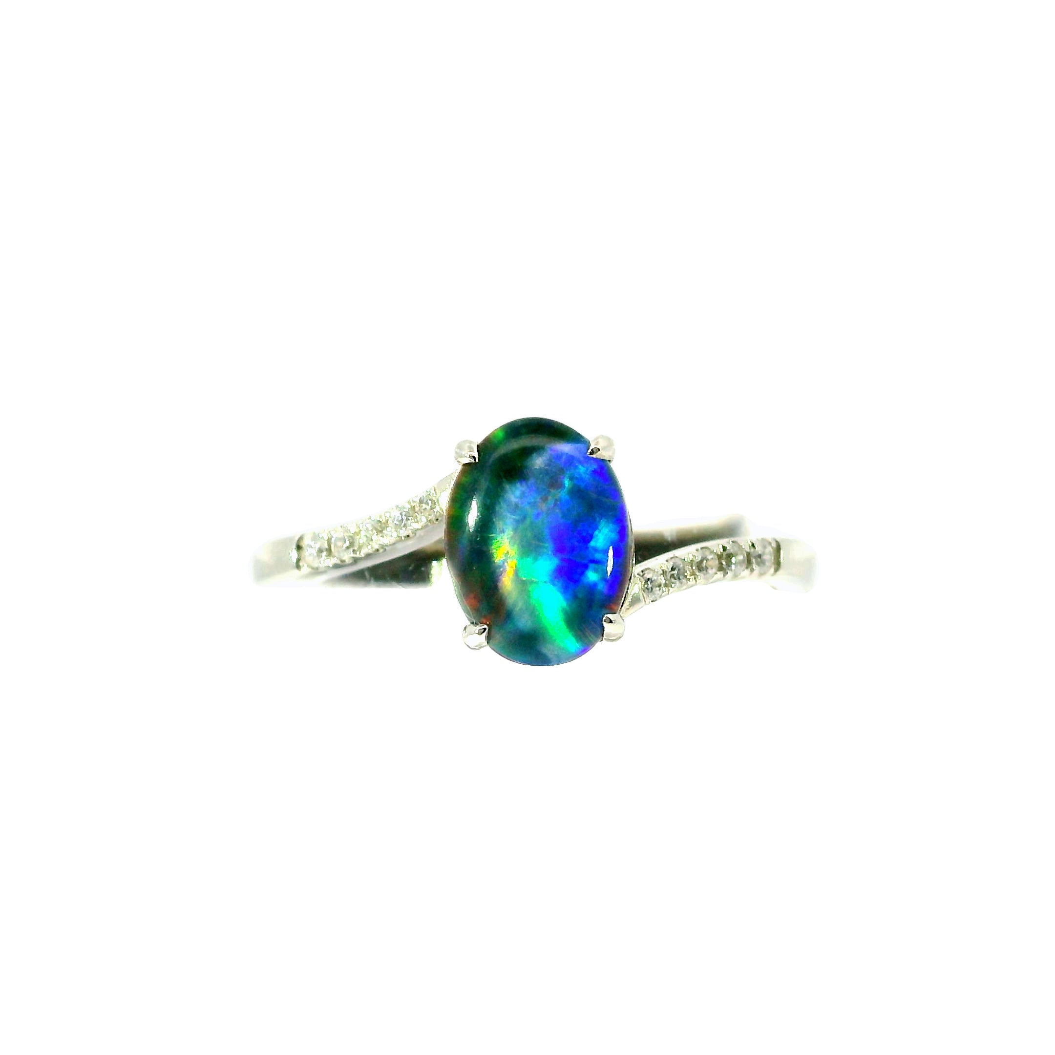 Triplet Opal Ring in 925 Sterling Silver - Multicolour