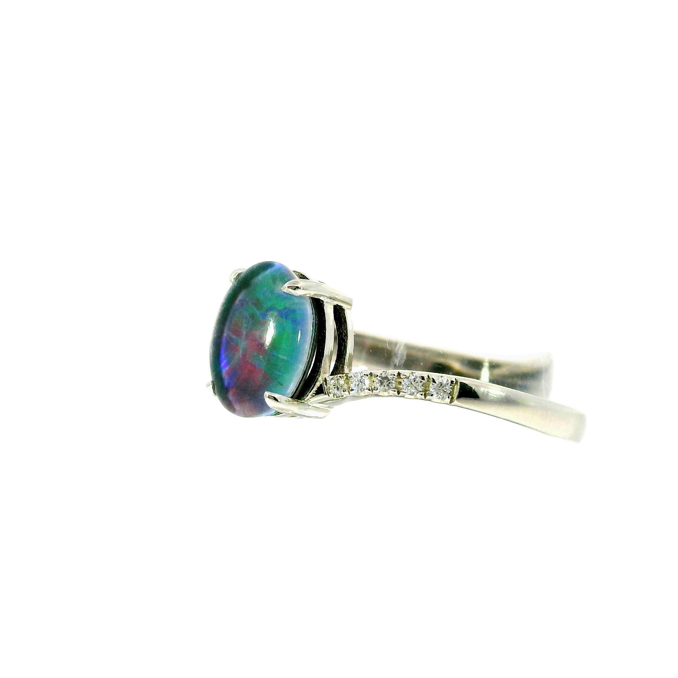 Triplet Opal Ring in 925 Sterling Silver - Multicolour