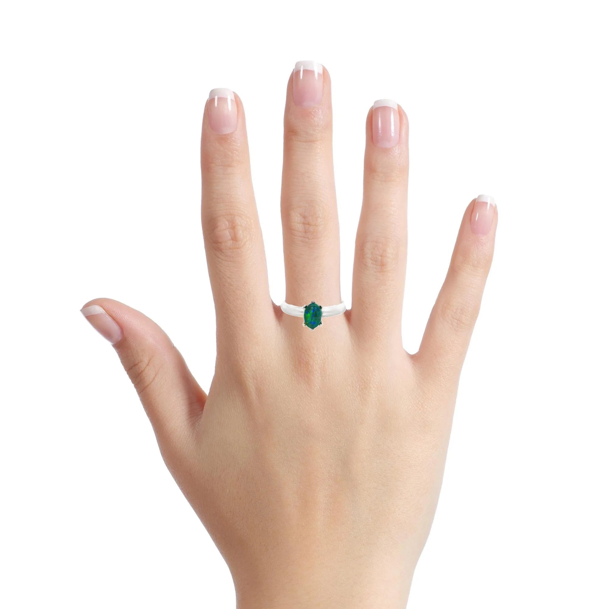 Triplet Opal Ring in Stainless Steel - Multicolour